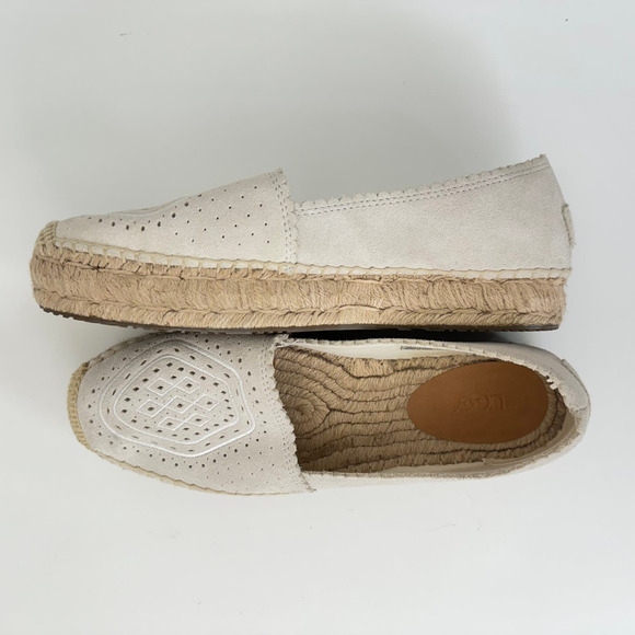 UGG Heidi Platform Espadrille Perforated Suede Leather Slip-On Flats | Size 8 - Picture 2 of 8